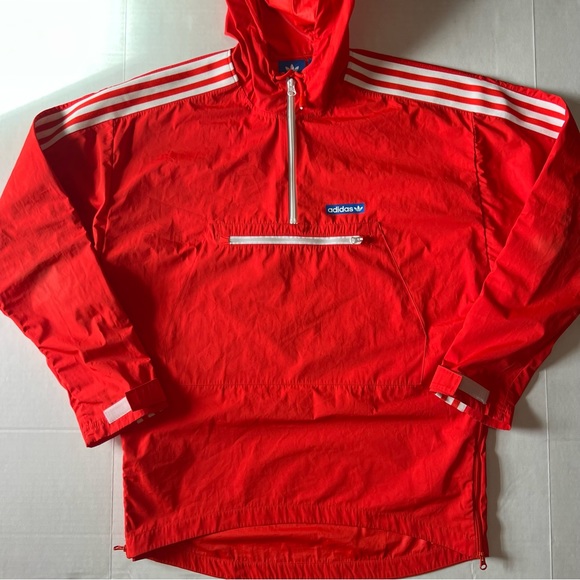 Adidas Originals Tennoji Windbreaker jacket Red size small Pullover anorak Smock - Picture 12 of 12
